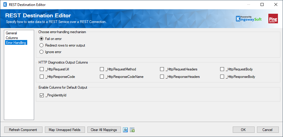 SSIS REST Ping Identity Destination Component - Error Handling